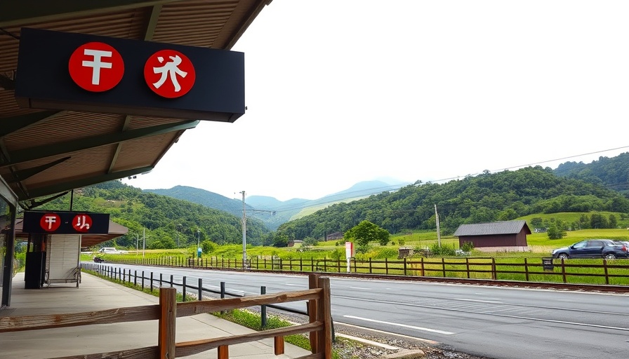 Transport for Wales signage at Bow Street with scenic backdrop