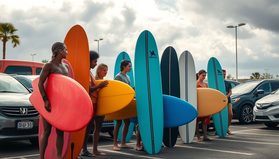 It's never too late to take a surf lesson; group holding colorful surfboards.
