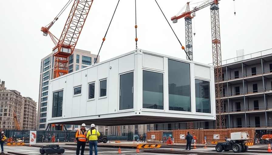 NHS Modular Buildings 3 framework construction scene with crane.