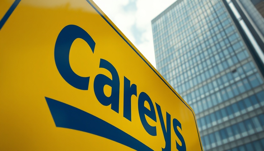 Careys construction sign with skyscraper backdrop, job-loss context