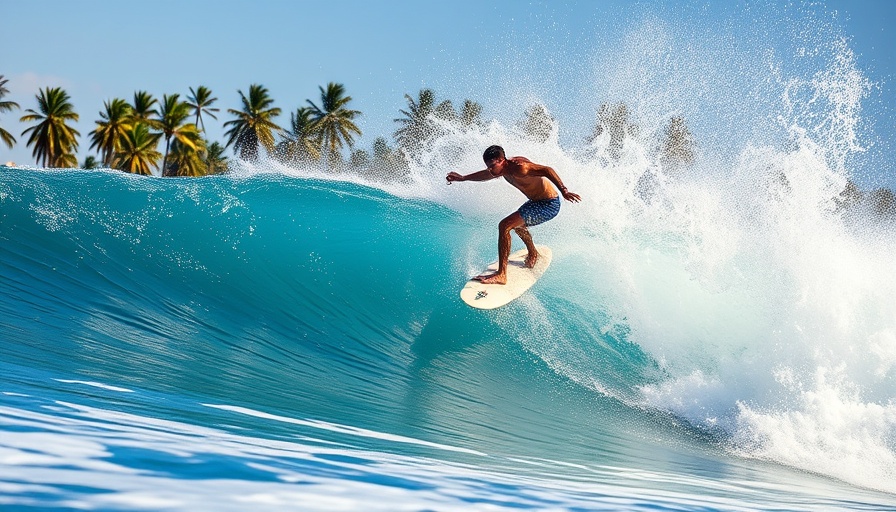 Surfer skillfully rides wave on International Surfing Day.
