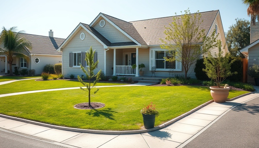 Low-maintenance lawn landscaping design in a suburban home.