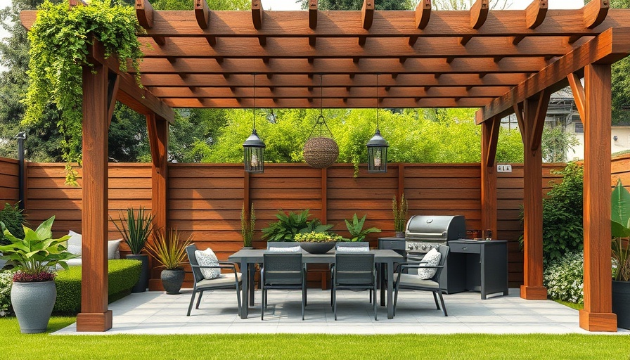 Stylish enclosed pergola design with modern garden setting.
