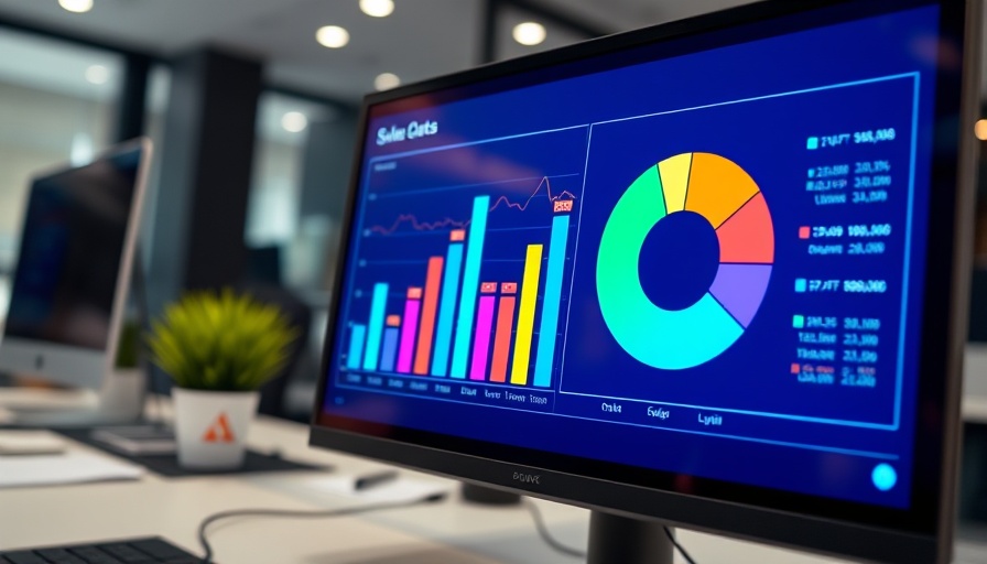 Digital screen displaying vibrant pharmaceutical sales trends charts.