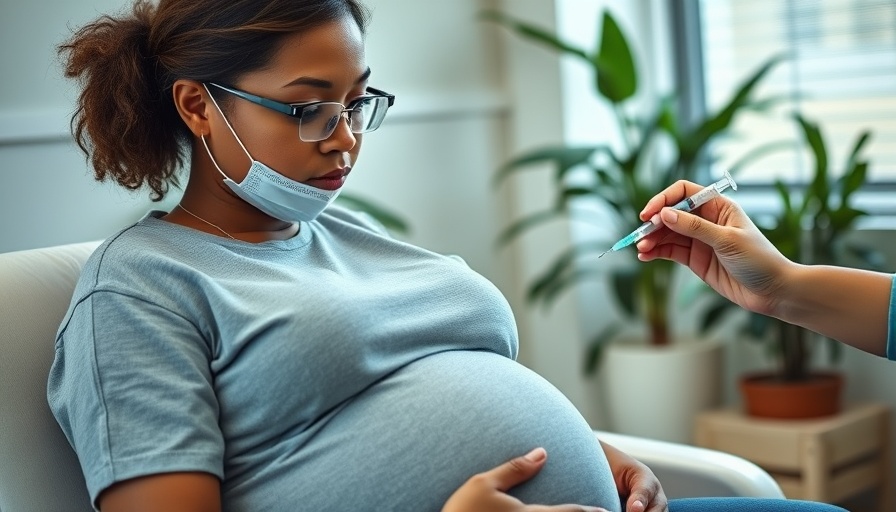 Pregnant woman receives COVID-19 vaccination in medical setting.