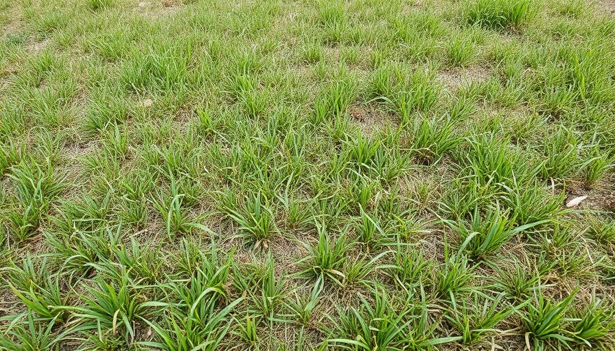 Lawn showing leaf spot disease with patchy brown and green grass.