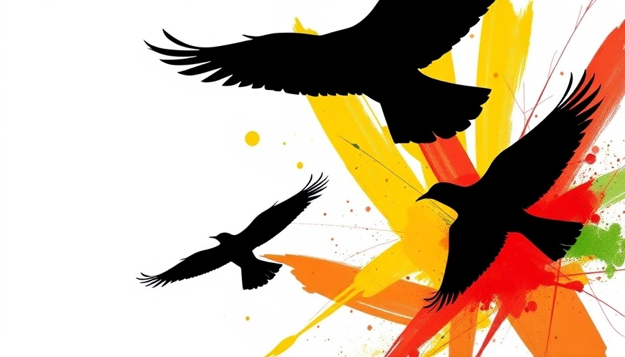 Juneteenth Celebration at ERS vibrant birds over Rasta colors.
