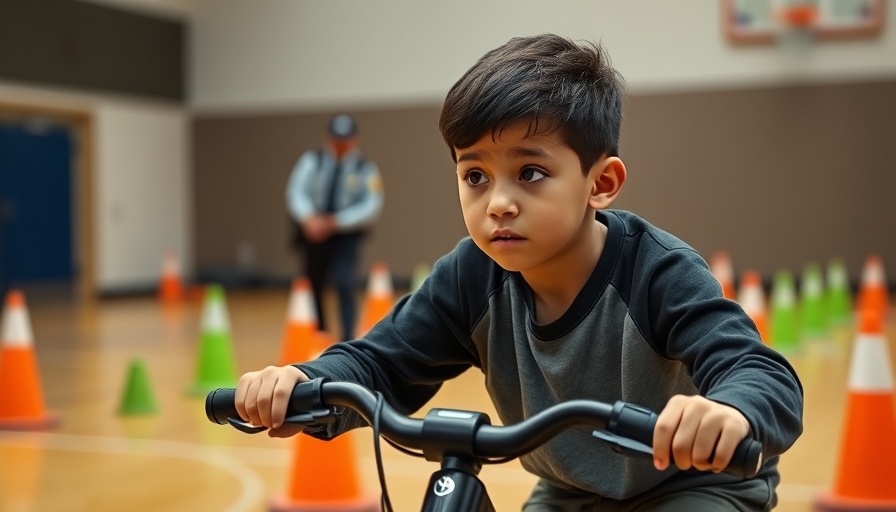 E-bike safety training for kids: Young boy learning to ride safely in a controlled environment.