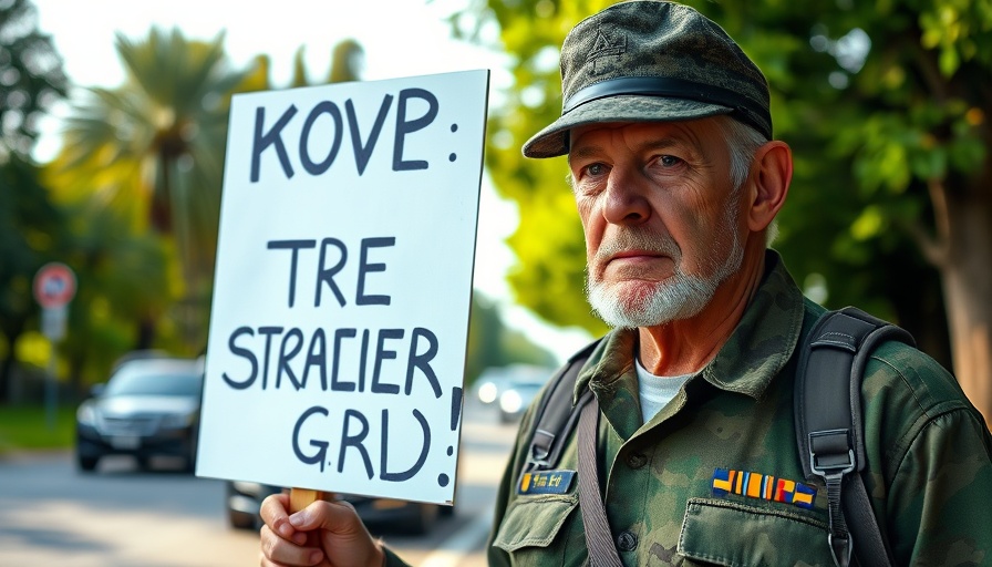 Seal Beach No Kings Protest with veteran holding sign.