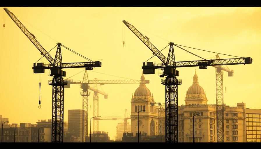 Abstract cranes and currency overlay, symbolizing financial regulations