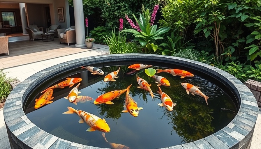 Raised koi pond design ideas in serene garden setting.