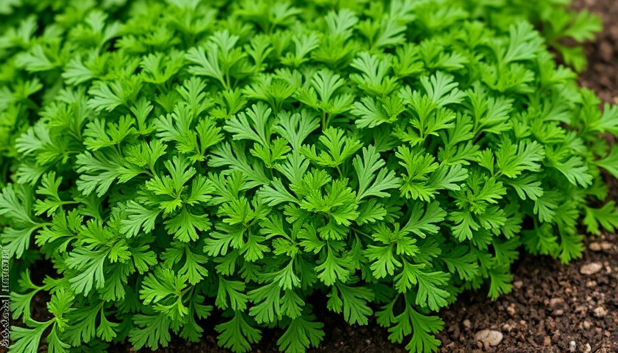 Vibrant green parsley leaves growing in a garden setting