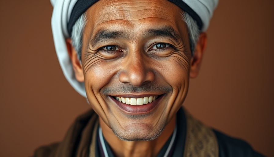 Smiling man in traditional attire, friendly expression