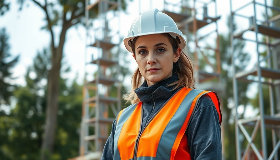 Professional woman at construction site for building 300,000 social homes.