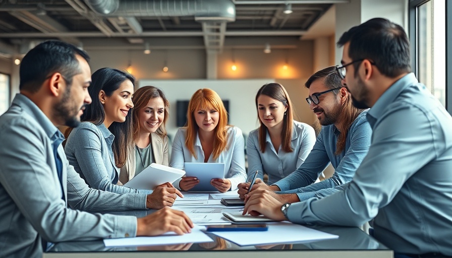 Diverse team discussing HR compliance and workplace culture at a table.