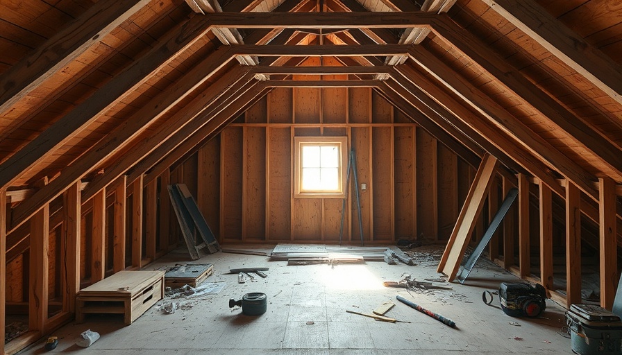Renovating attic space reflecting trade work and embodied carbon in home upgrades.