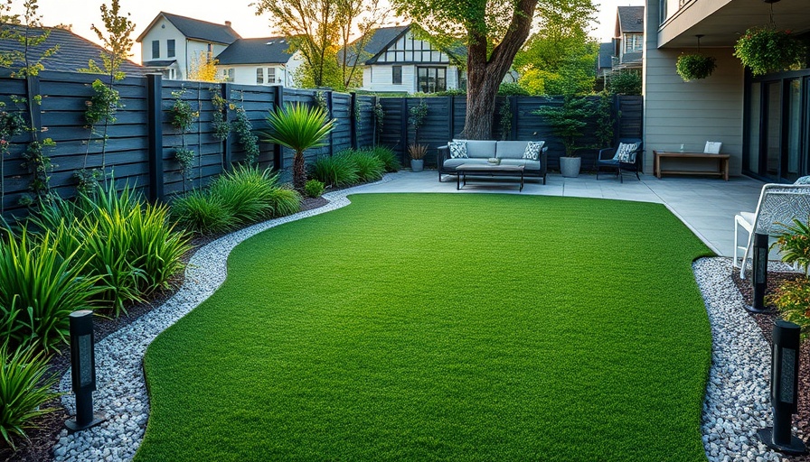 Modern backyard with landscape edging and artificial turf.
