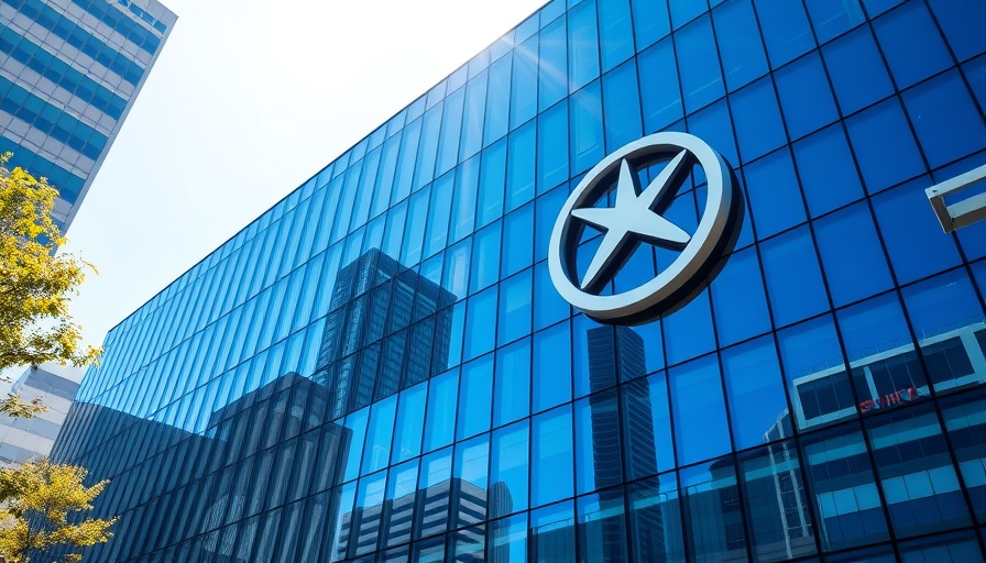 Corporate logo on glass building facade reflecting the sky, biotech industry updates.