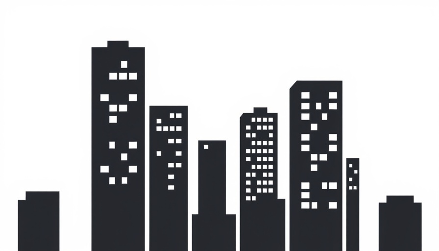 Minimalist skyscraper illustration symbolizing building approvals backlog.