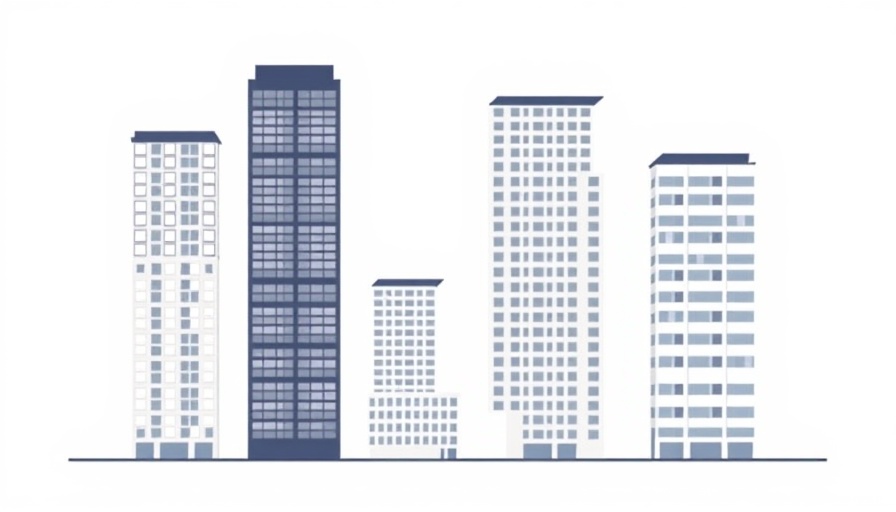 Stylized skyscrapers illustration representing building approval backlog.