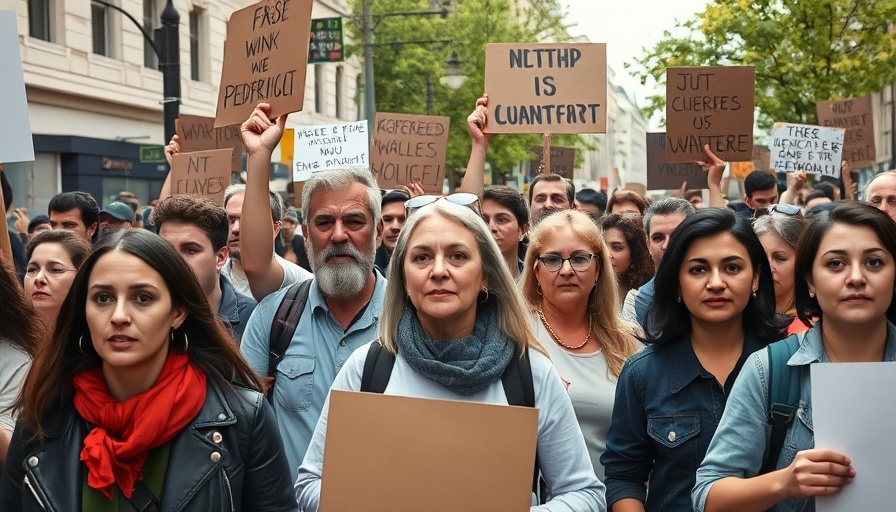 Protesters demonstrating against immigration stops without reasonable suspicion.
