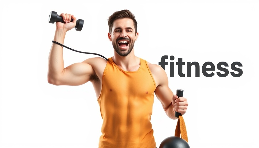 Energetic man promoting strength building for seniors.