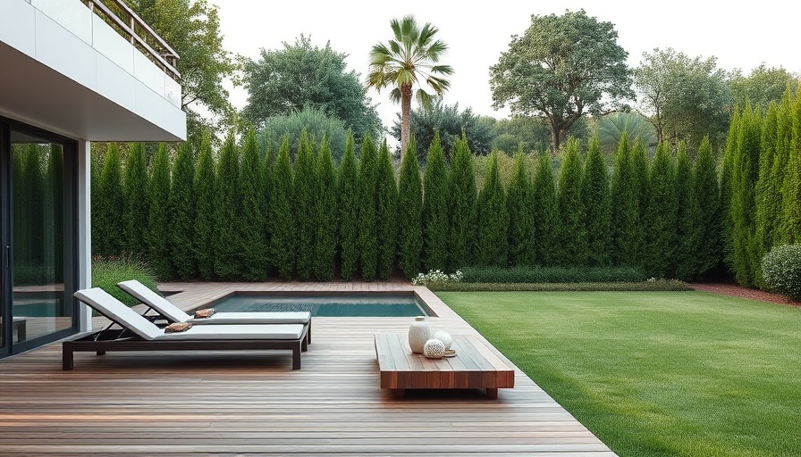 Pro Landscaper decking trends in a modern garden with lush greenery and sun loungers.