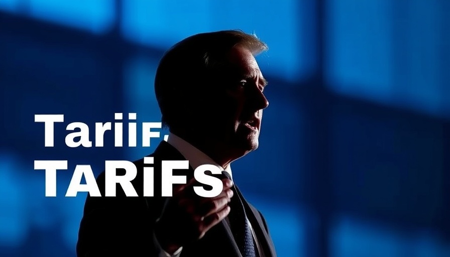 Trump Tariffs Economic Impact illustration with silhouette and text