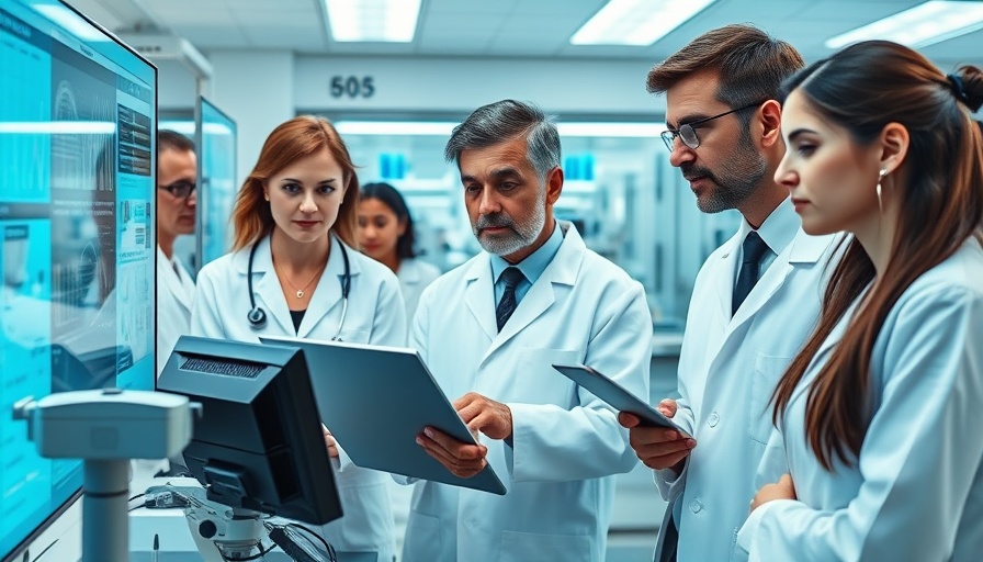 Researchers discussing data for Merck HIV PrEP trials in lab.