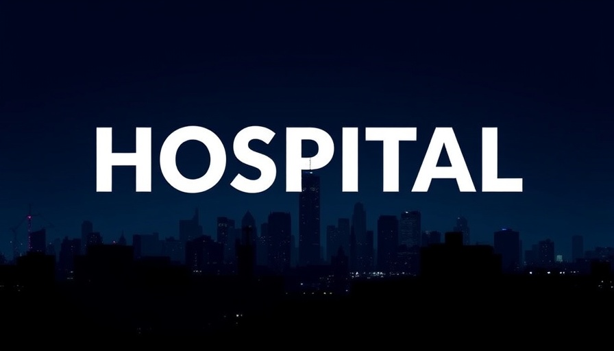 Hospital review cover with bold text and skyline for Medicare reimbursement.