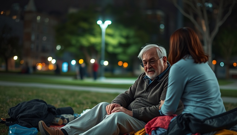 Assistance to homeless man's night camp in Greater LA park.