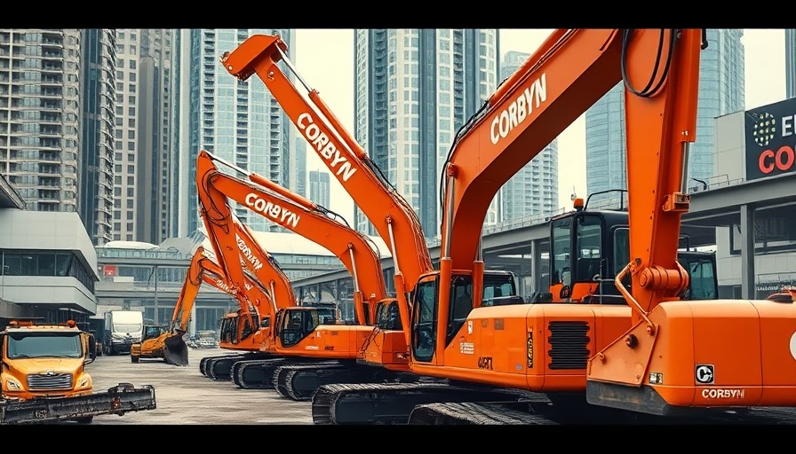 Excavators branded with Corbyn at industrial site, highlighting Corbyn Construction financial issues.