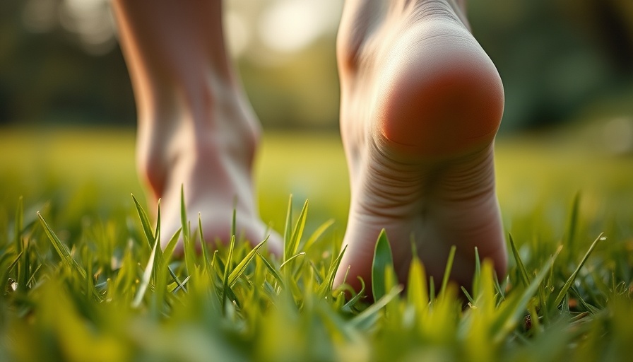 Barefoot walking on grass depicting health benefits of grounding.