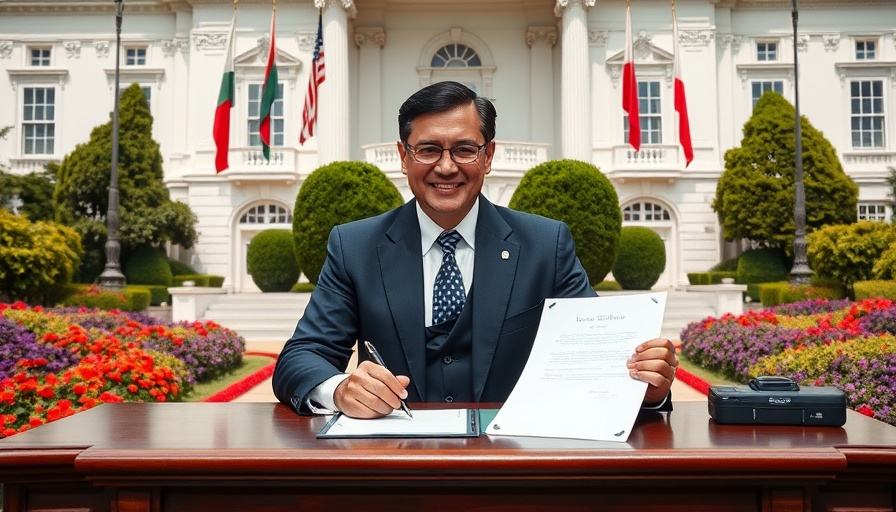 Prominent figure signing document related to Trump tariffs tax cuts, White House setting.