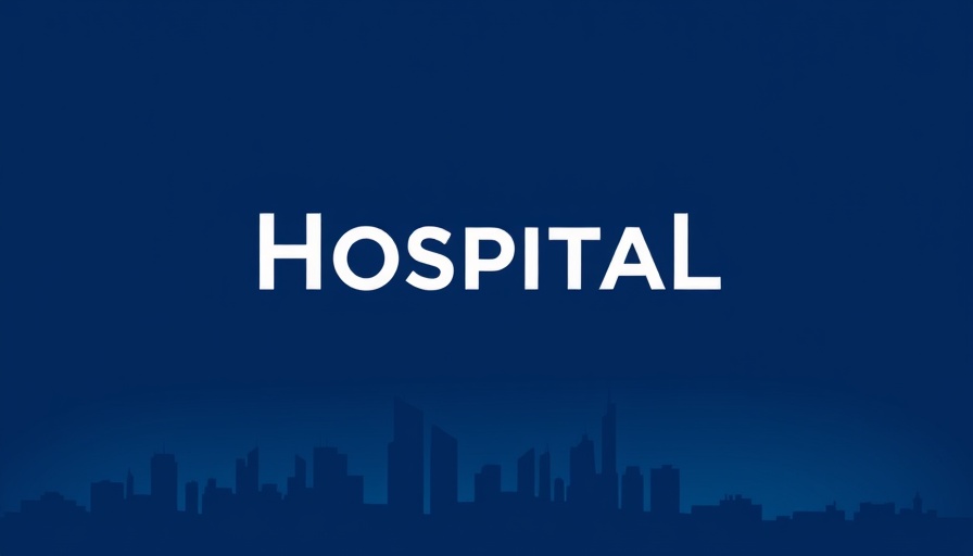 Professional hospital review logo on blue background.