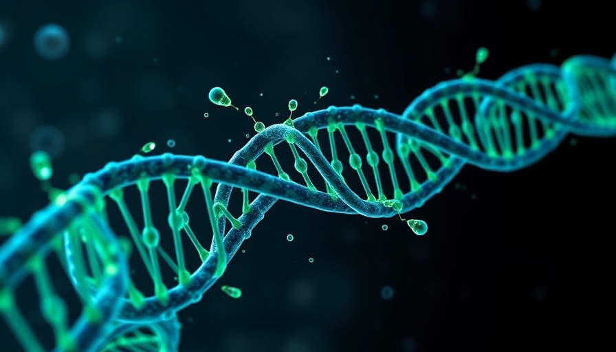 Futuristic illustration of mitochondria and DNA strand for mitochondrial donation to avoid inherited diseases.