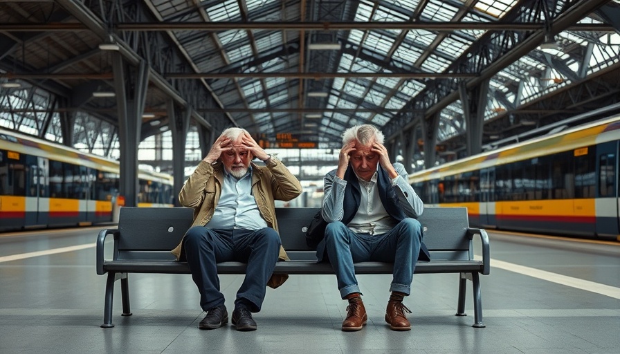 Older couple at train station looking frustrated - Travel Follies Experiences.