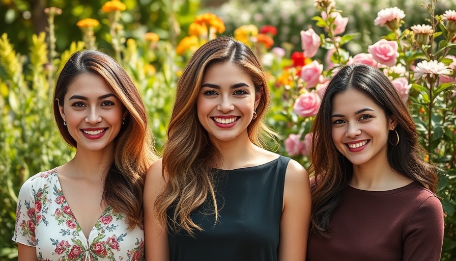 Portrait collage of three women with garden backgrounds.