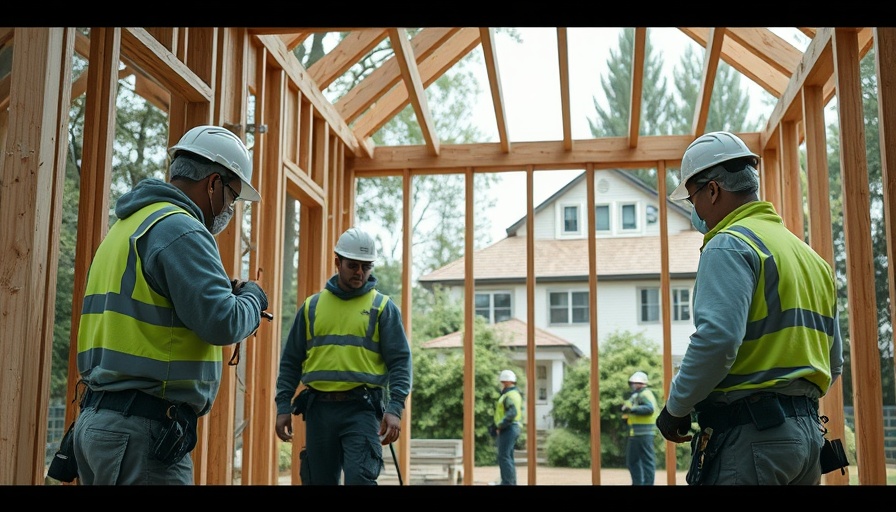 Renovation scene with workers in protective suits on a house exterior.