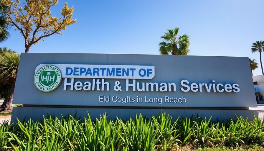 Long Beach Health Department sign under clear sky, related to HIV and STI testing program cuts.