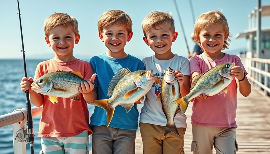 Kids at Seal Beach Fishing Derby holding trophies.