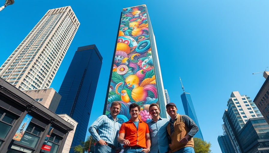 Vibrant Long Beach mural with workers smiling.