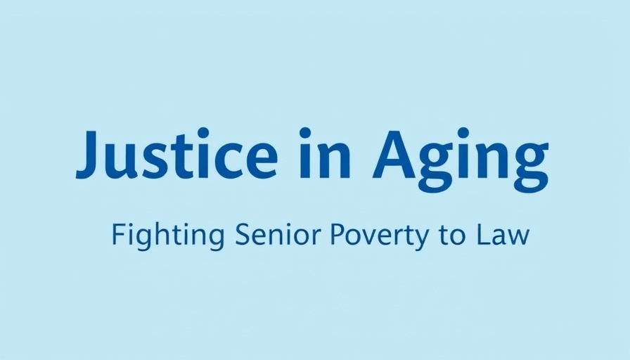 Justice in Aging logo on a blue background highlighting senior advocacy.