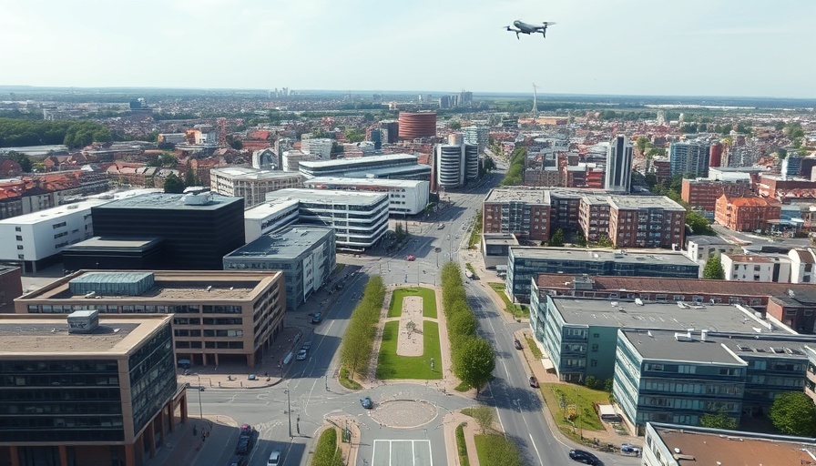 Middlesbrough regeneration project aerial view showing modern buildings.