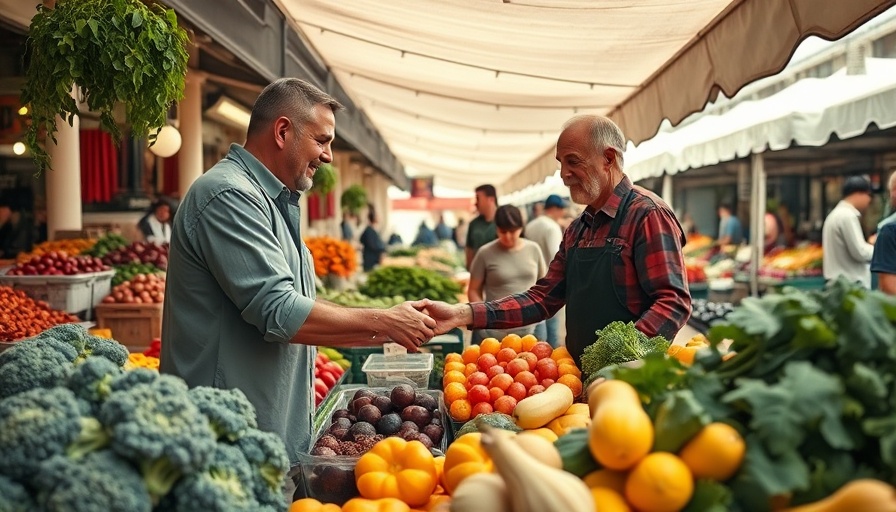 Outdoor market exchange amid California lawsuit SNAP data privacy concerns.