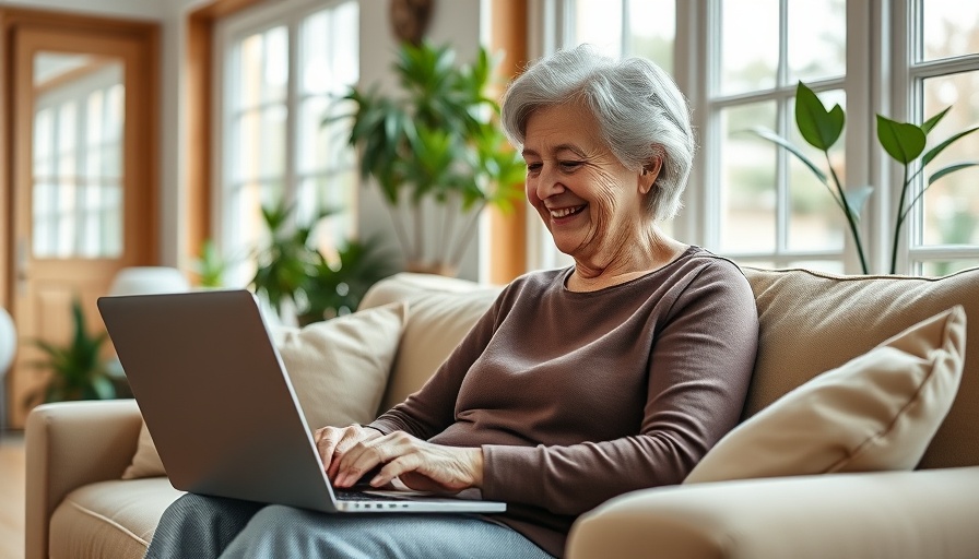 Senior woman enjoying best open source data on laptop at home.