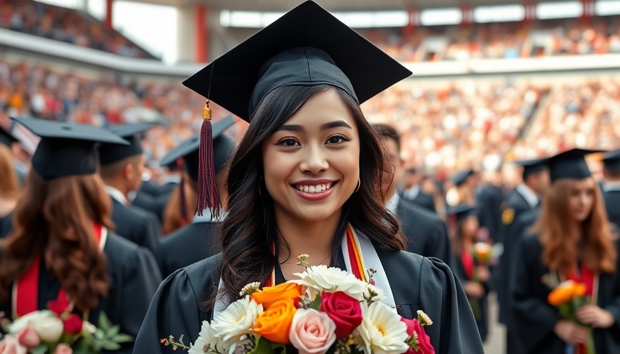 Tribute to Briana Soto at graduation with framed photo and flowers.
