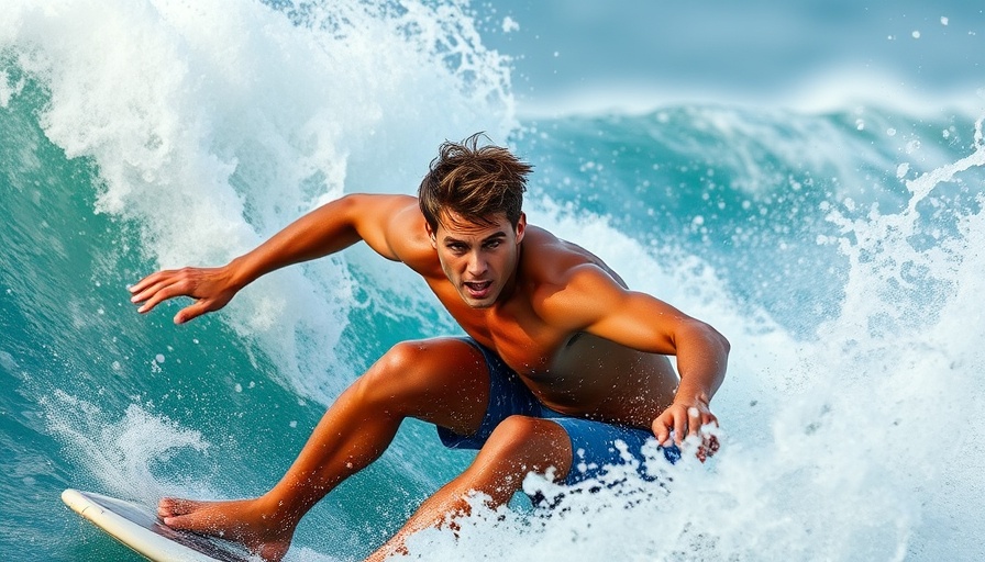 Surfer at US Open of Surfing 2025 executing a dynamic maneuver.