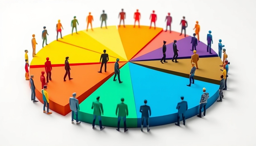 Abstract pie chart with colorful groups representing minimum wage increase Japan.