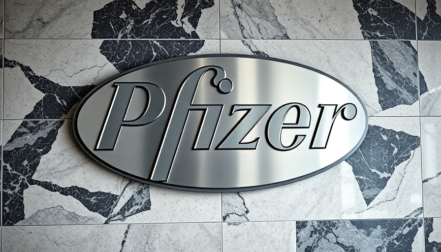 Sleek metallic Pfizer logo on marble wall, brand presence.